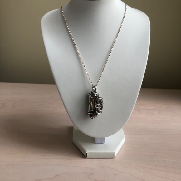 New Sterling Silver Citrine Prayer Box Locket Necklace Made in Israel - Picture 2 of 7